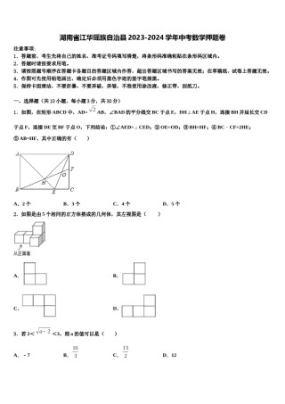 湖南省江华瑶族自治县2023-2024学年中考数学押题卷含解析.doc