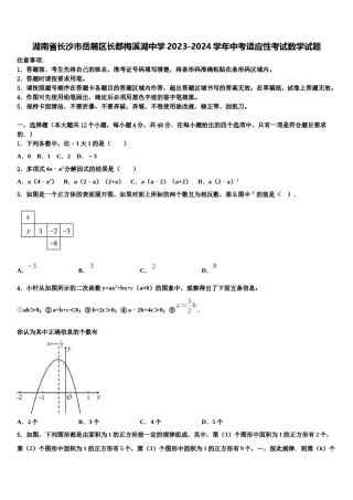 湖南省长沙市岳麓区长郡梅溪湖中学2023-2024学年中考适应性考试数学试题含解析.doc