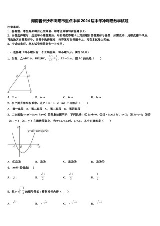 湖南省长沙市浏阳市重点中学2024届中考冲刺卷数学试题含解析.doc