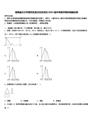 湖南省长沙市雨花区重点达标名校2024届中考数学模拟精编试卷含解析.doc