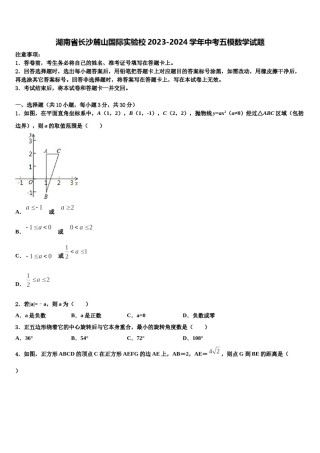 湖南省长沙麓山国际实验校2023-2024学年中考五模数学试题含解析.doc