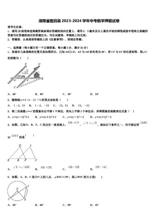 湖南省隆回县2023-2024学年中考数学押题试卷含解析.doc
