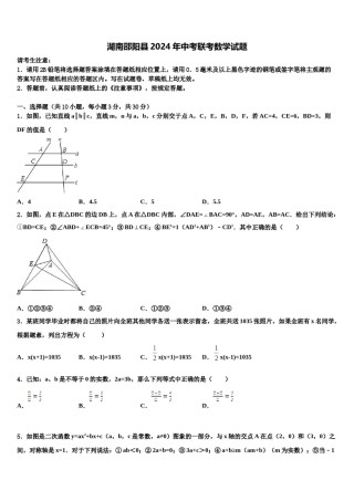 湖南邵阳县2024年中考联考数学试题含解析.doc