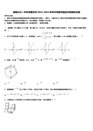 湖南长沙一中学岳麓中学2023-2024学年中考数学最后冲刺模拟试卷含解析.doc