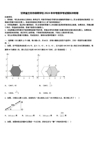 甘肃省兰州市绿荫学校2024年中考数学考试模拟冲刺卷含解析.doc