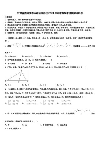 甘肃省嘉峪关市六中达标名校2024年中考数学考试模拟冲刺卷含解析.doc