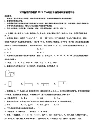 甘肃省定西市名校2024年中考数学最后冲刺浓缩精华卷含解析.doc