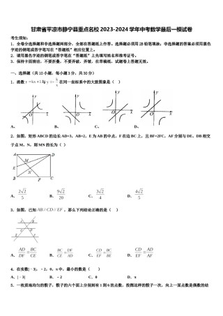 甘肃省平凉市静宁县重点名校2023-2024学年中考数学最后一模试卷含解析.doc