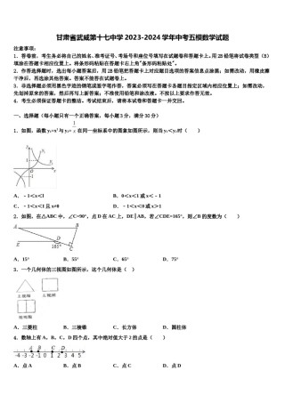 甘肃省武威第十七中学2023-2024学年中考五模数学试题含解析.doc