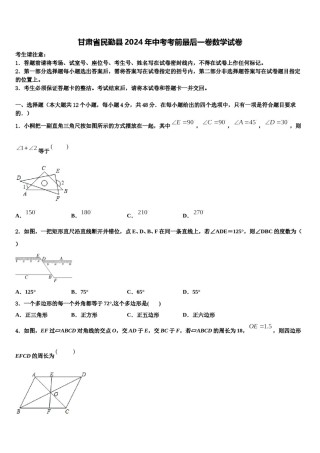 甘肃省民勤县2024年中考考前最后一卷数学试卷含解析.doc