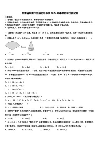 甘肃省陇南市外纳初级中学2024年中考数学仿真试卷含解析.doc