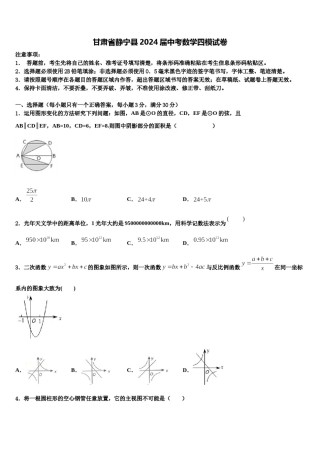 甘肃省静宁县2024届中考数学四模试卷含解析.doc