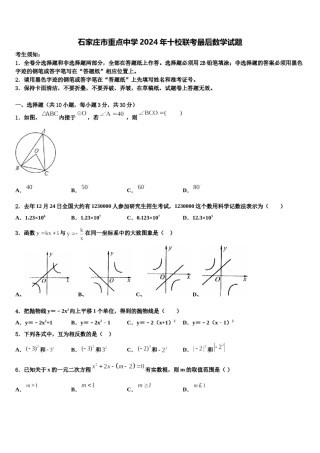 石家庄市重点中学2024年十校联考最后数学试题含解析.doc