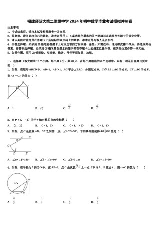 福建师范大第二附属中学2024年初中数学毕业考试模拟冲刺卷含解析.doc