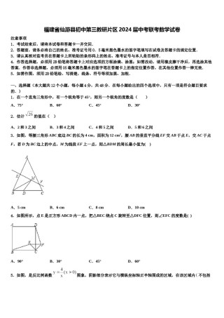 福建省仙游县初中第三教研片区2024届中考联考数学试卷含解析.doc