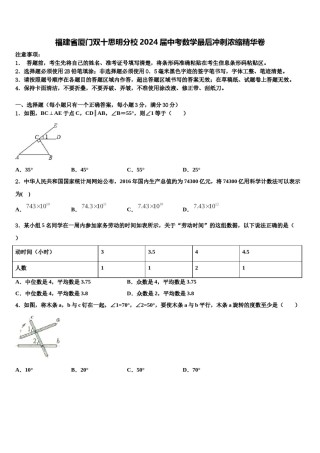 福建省厦门双十思明分校2024届中考数学最后冲刺浓缩精华卷含解析.doc