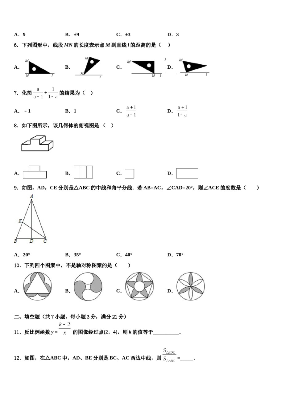 福建省厦门外国语学校海沧附属学校2023-2024学年中考数学适应性模拟试题含解析.doc_第2页