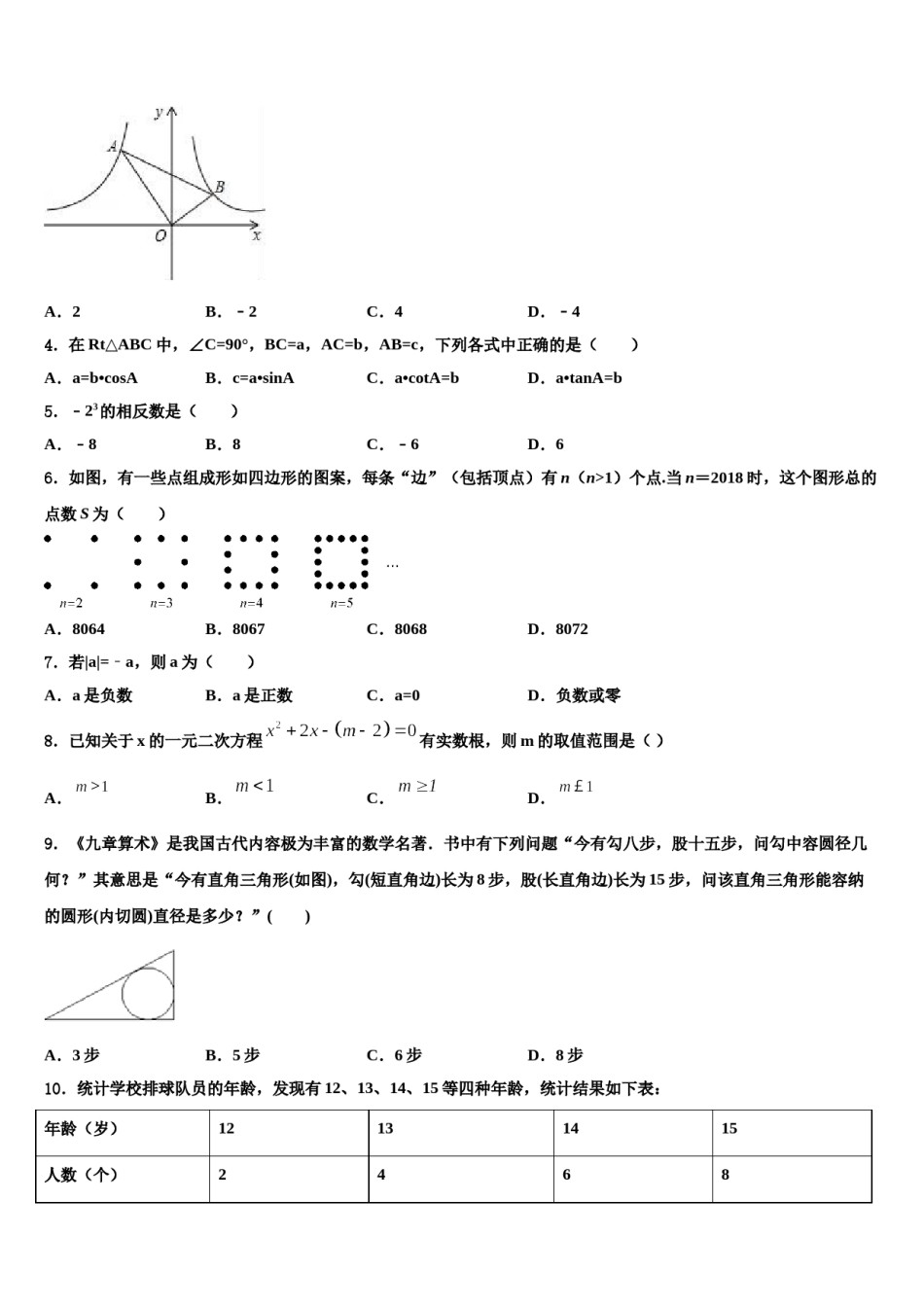福建省泉州市泉州培元中学2024年中考适应性考试数学试题含解析.doc_第2页