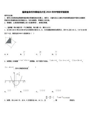 福建省泉州市鲤城北片区2024年中考数学猜题卷含解析.doc