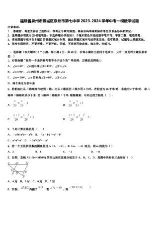 福建省泉州市鲤城区泉州市第七中学2023-2024学年中考一模数学试题含解析.doc