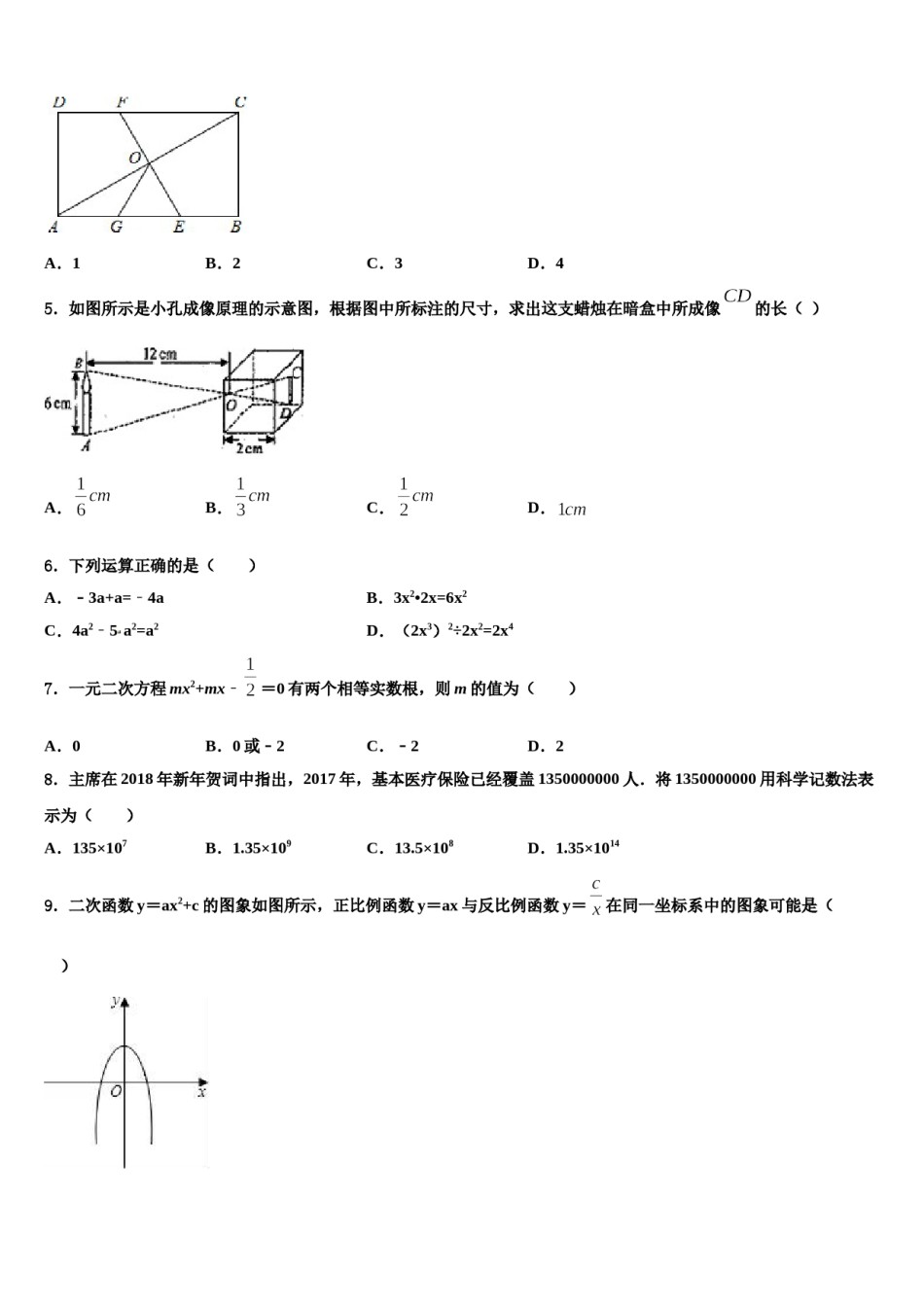 福建省漳州三中2023-2024学年中考一模数学试题含解析.doc_第2页