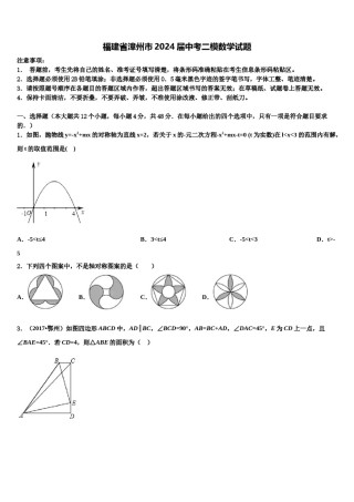 福建省漳州市2024届中考二模数学试题含解析.doc