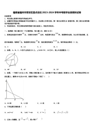福建省福州市晋安区重点名校2023-2024学年中考数学全真模拟试卷含解析.doc