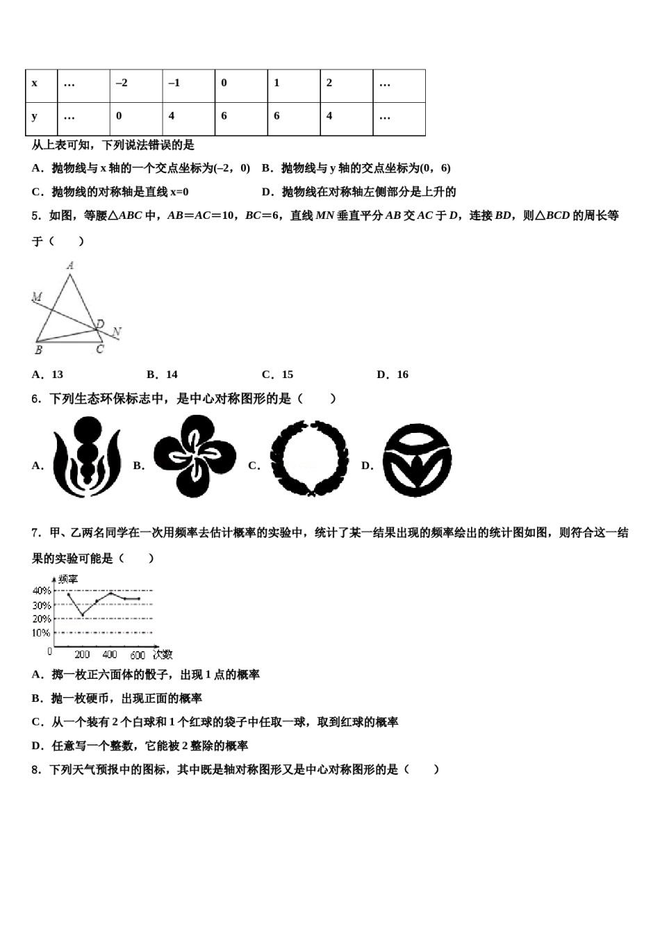 福建省福州市晋安区重点名校2024届中考数学对点突破模拟试卷含解析.doc_第2页