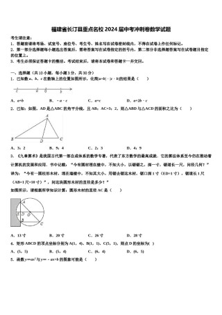 福建省长汀县重点名校2024届中考冲刺卷数学试题含解析.doc