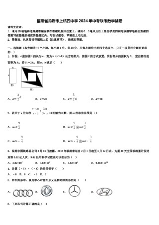 福建省龙岩市上杭四中学2024年中考联考数学试卷含解析.doc