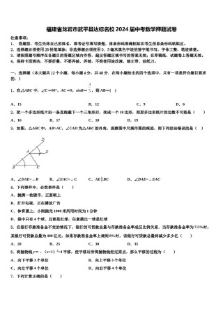 福建省龙岩市武平县达标名校2024届中考数学押题试卷含解析.doc