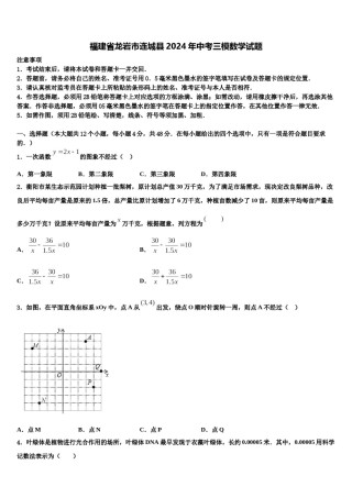 福建省龙岩市连城县2024年中考三模数学试题含解析.doc