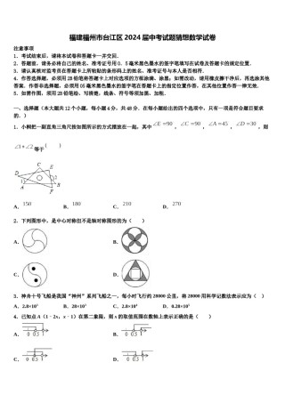 福建福州市台江区2024届中考试题猜想数学试卷含解析.doc