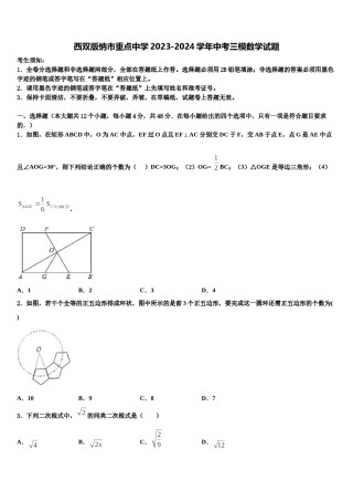 西双版纳市重点中学2023-2024学年中考三模数学试题含解析.doc