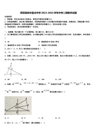 西双版纳市重点中学2023-2024学年中考二模数学试题含解析.doc