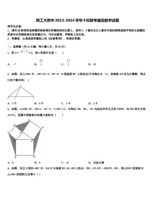 西工大附中2023-2024学年十校联考最后数学试题含解析.doc