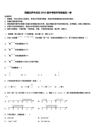 西藏拉萨市名校2024届中考数学考前最后一卷含解析.doc