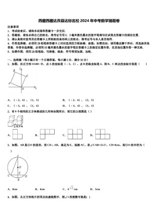 西藏西藏达孜县达标名校2024年中考数学猜题卷含解析.doc
