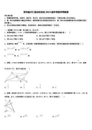 贵州省兴仁县达标名校2024届中考数学押题卷含解析.doc