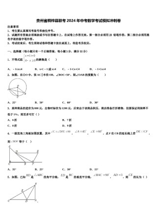 贵州省桐梓县联考2024年中考数学考试模拟冲刺卷含解析.doc