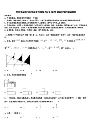 贵州省毕节市织金县重点名校2023-2024学年中考数学猜题卷含解析.doc