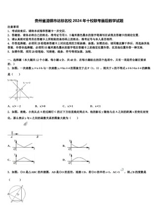 贵州省清镇市达标名校2024年十校联考最后数学试题含解析.doc