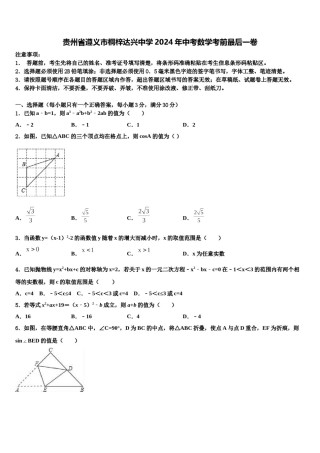 贵州省遵义市桐梓达兴中学2024年中考数学考前最后一卷含解析.doc