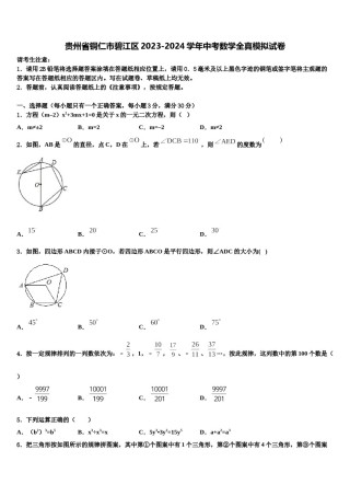 贵州省铜仁市碧江区2023-2024学年中考数学全真模拟试卷含解析.doc