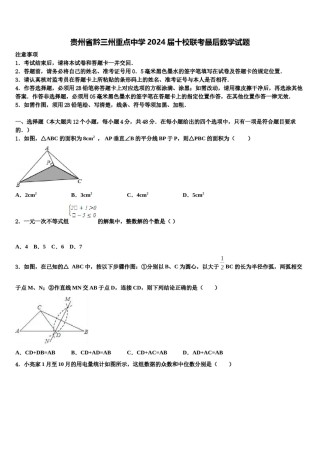 贵州省黔三州重点中学2024届十校联考最后数学试题含解析.doc
