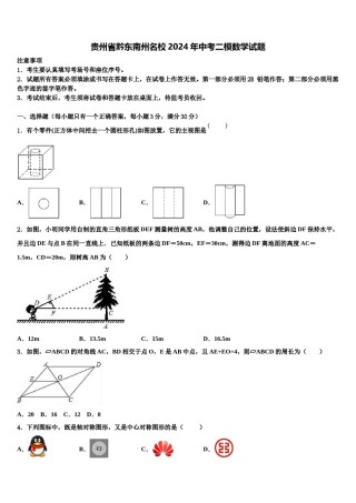 贵州省黔东南州名校2024年中考二模数学试题含解析.doc