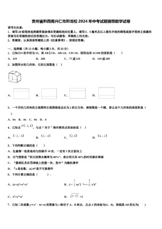 贵州省黔西南兴仁市黔龙校2024年中考试题猜想数学试卷含解析.doc
