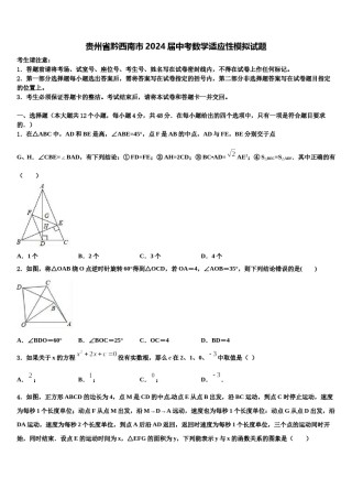 贵州省黔西南市2024届中考数学适应性模拟试题含解析.doc