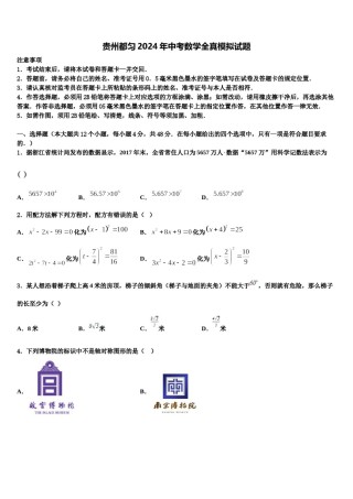 贵州都匀2024年中考数学全真模拟试题含解析.doc