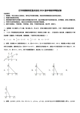 辽宁抚顺新抚区重点名校2024届中考数学押题试卷含解析.doc
